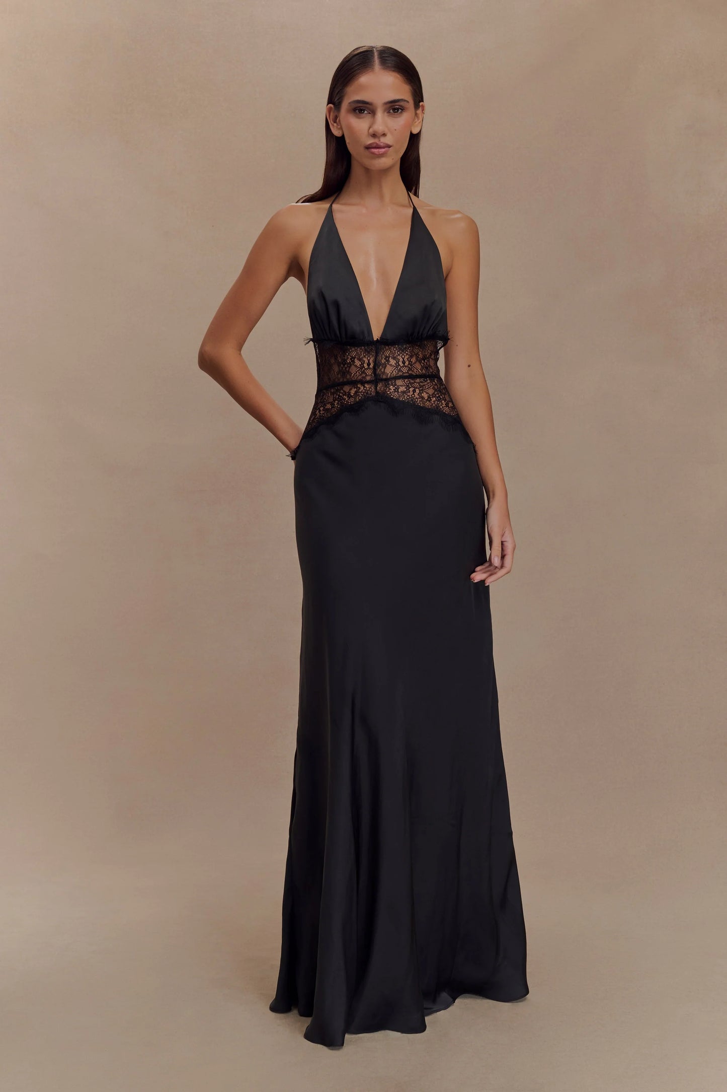 Midnight Serenade Halter Gown