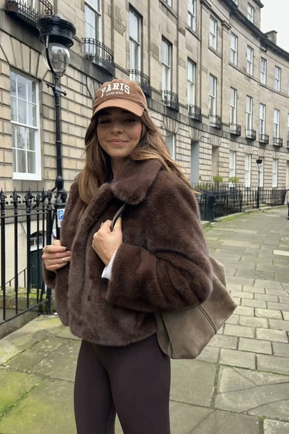 Cocoa Tone Plush Lapel Jacket