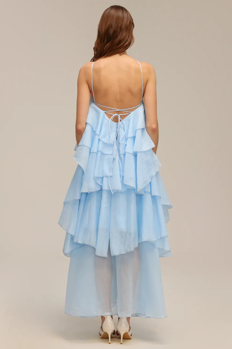Azure Blossom Ruffle Dress