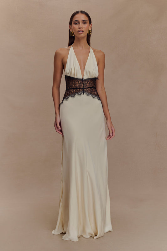Midnight Serenade Halter Gown