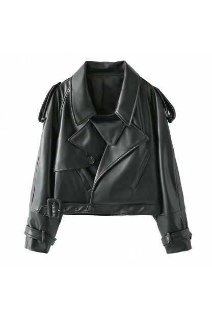 British Moto Cropped Leather Jacket