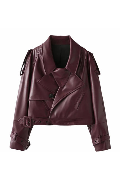 British Moto Cropped Leather Jacket