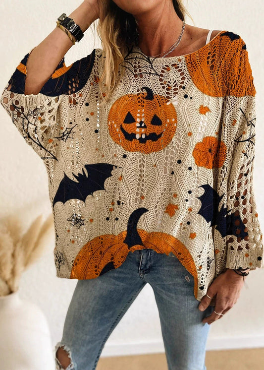 Halloween Pumpkin Print Knit