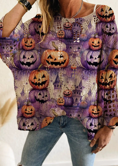 Halloween Pumpkin Print Knit