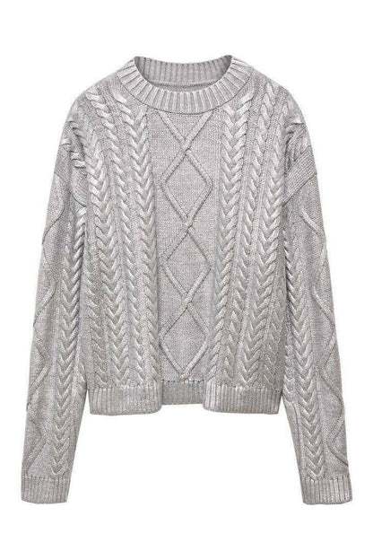 Genevieve Metallic Foiled Cable-knit Sweater