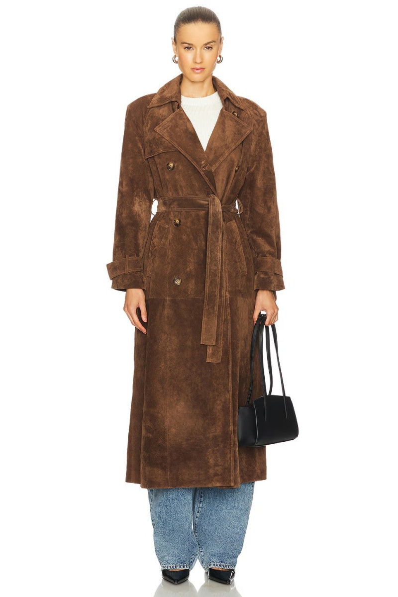 Brown Suede Trench Coat