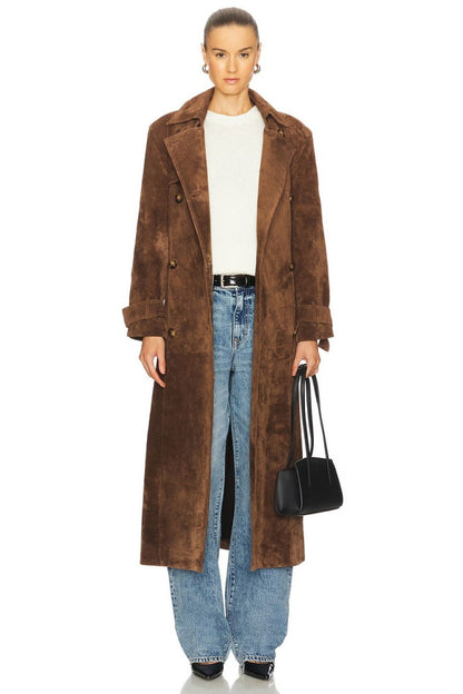Brown Suede Trench Coat