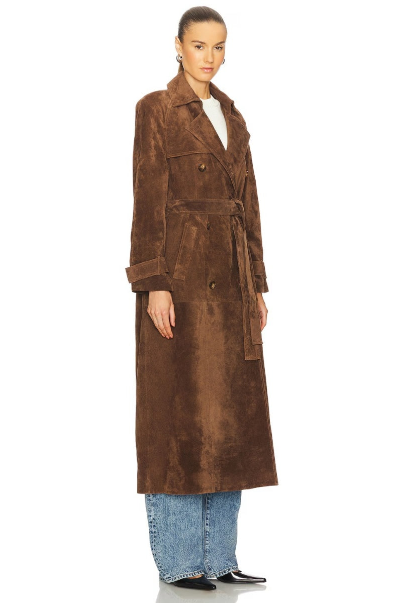Brown Suede Trench Coat