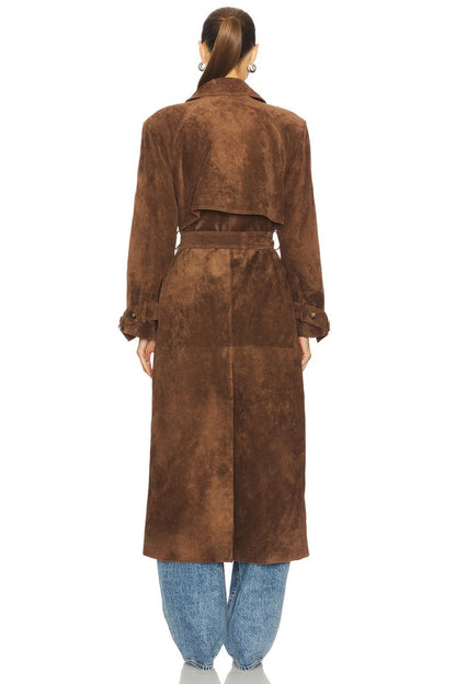 Brown Suede Trench Coat